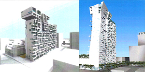 Two residential towers designed by Thom Mayne.